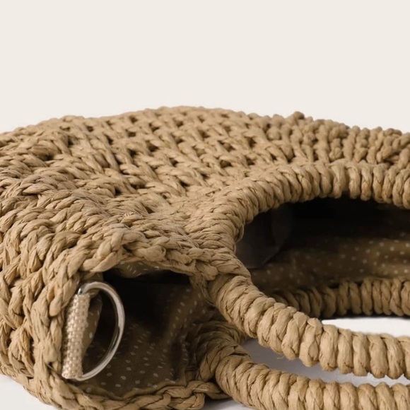 Half moon woven straw bag BoHo Crossbody rattan - Picture 2 of 7